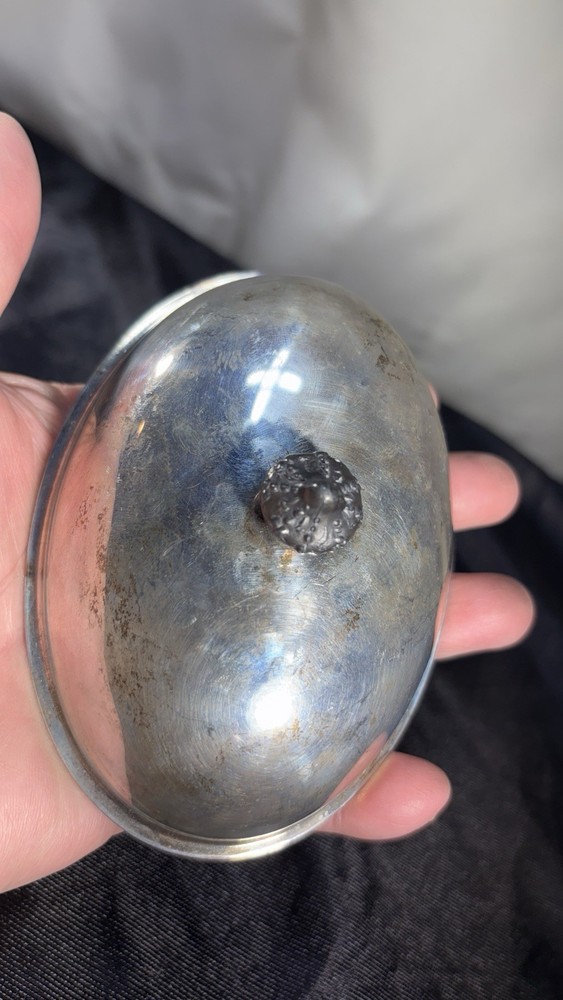 Antique Silver Plated Decorative Small Oval Cover