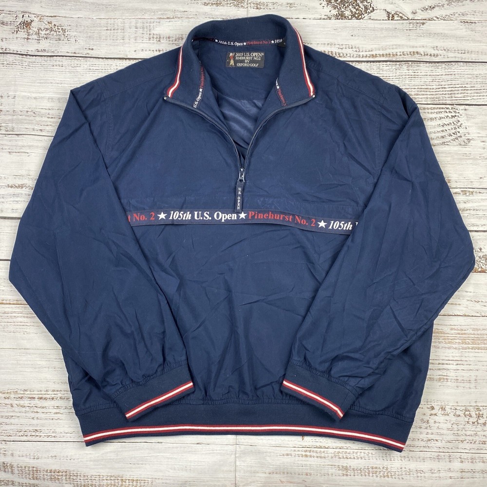 US Open Golf Pullover Windbreaker Jacket 2005 Pinehurst No. 2 Navy Sz L Packable