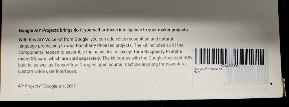 NIB Google AIY Voice Kit v1 Raspberry Pi Compatible DIY Assistant Project