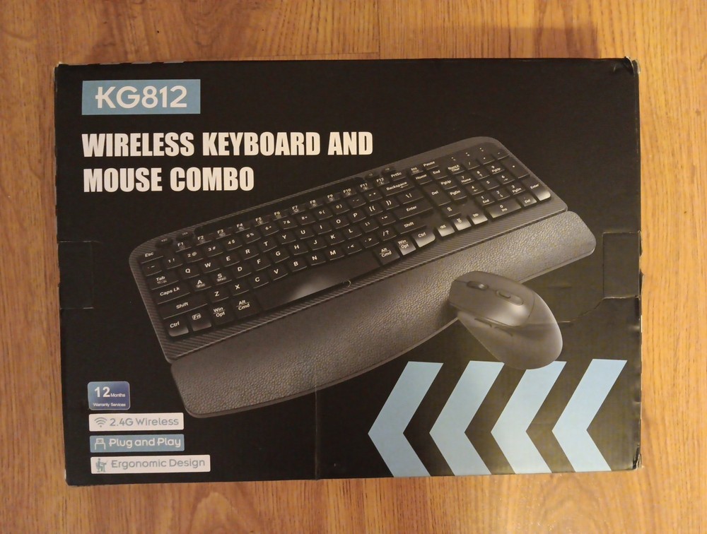 Ergonomic Wireless Keyboard Mouse Combo Wave Keys Wrist Rest USB-C PC Mac