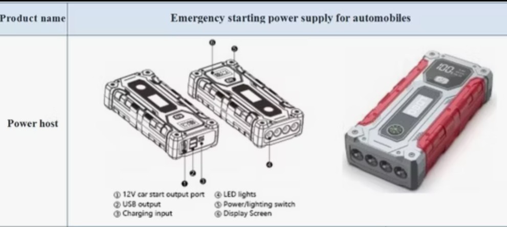 KEBE-985 multi-functional jump starter 12V flashlight compass charger