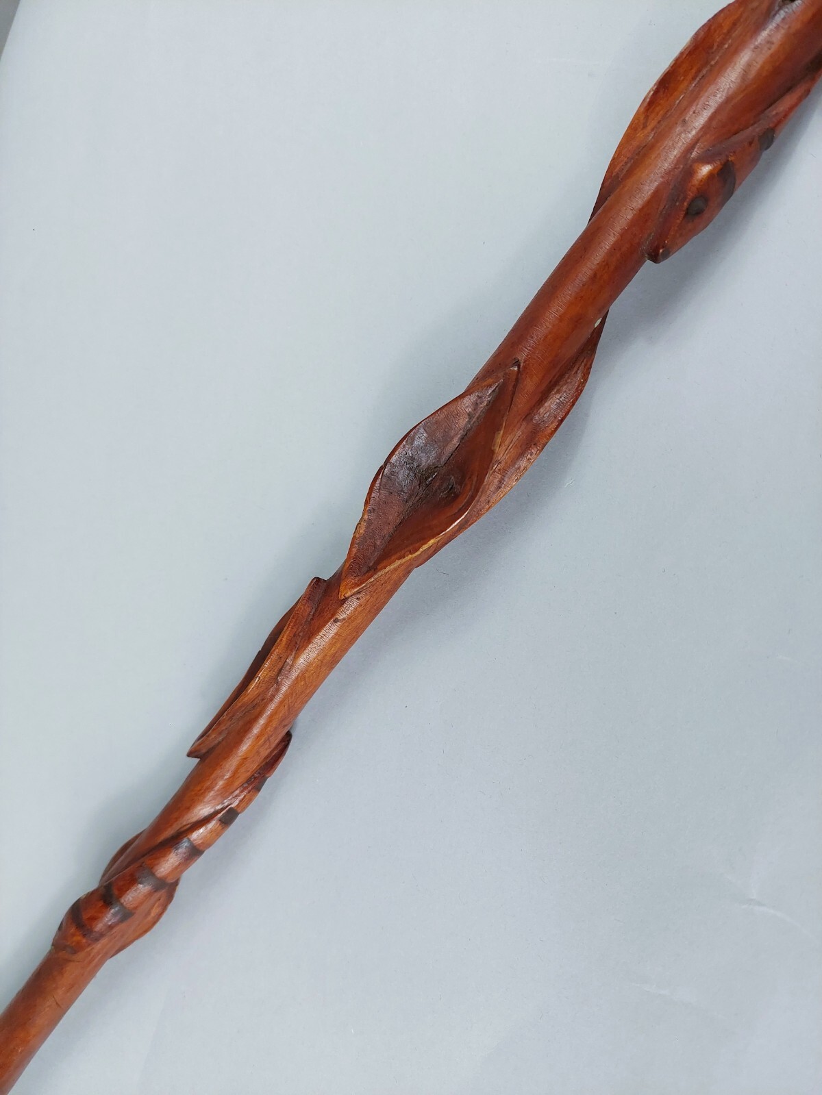 Antique Diamond Willow with Snakes & Brass Tip Walking Stick Cane Native America