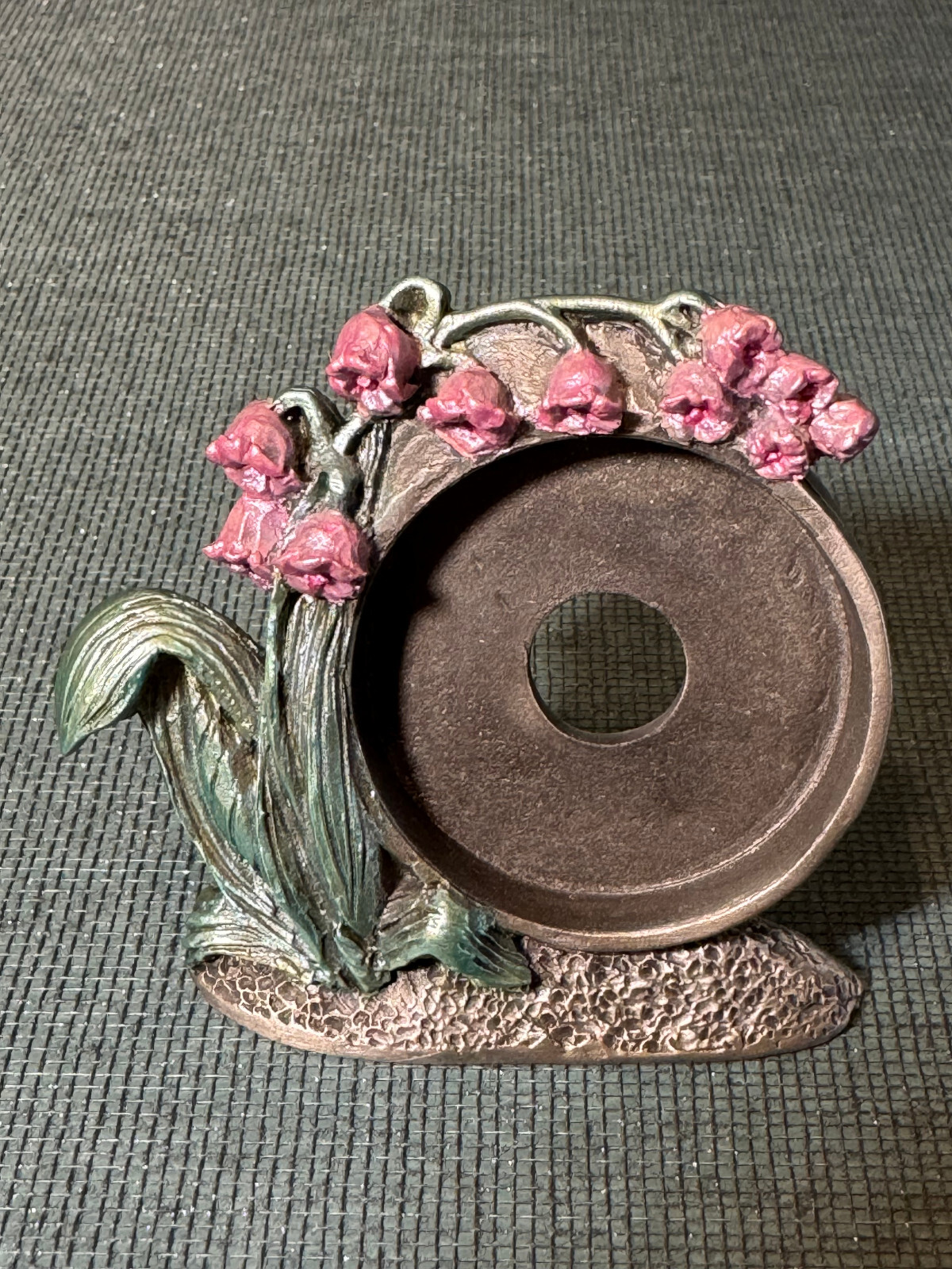 VTG & Rare Lily of the Valley - Hudson - Fine Pewter - Desk/Shelf Clock #3611