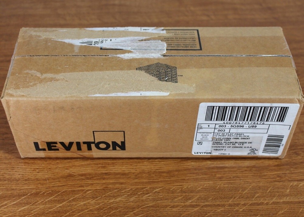 Leviton - 003-5G596-U89 - CAT 5E Flat Panel 12-Port Patch Block - Black - NEW