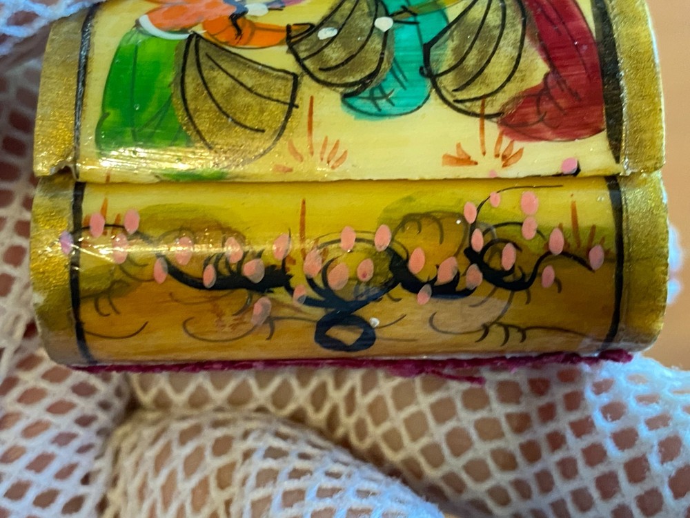 Сasket. Bone. Hand painted. Lacquer. Vintage. Middle East.