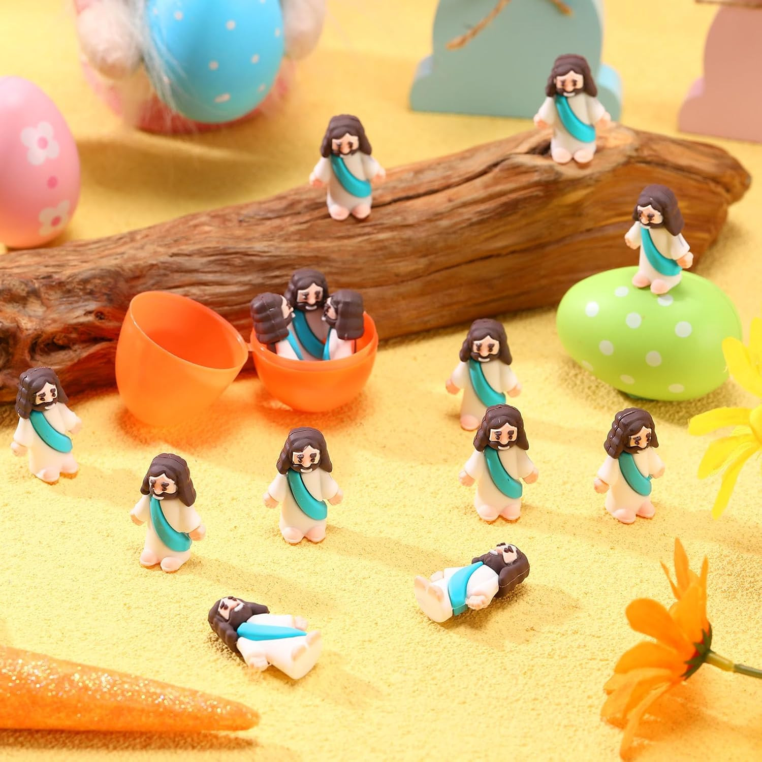 Barydat 200 Pack Mini Jesus Figurines Bulk Easter Tiny Jesus Figures Pocket Rubb