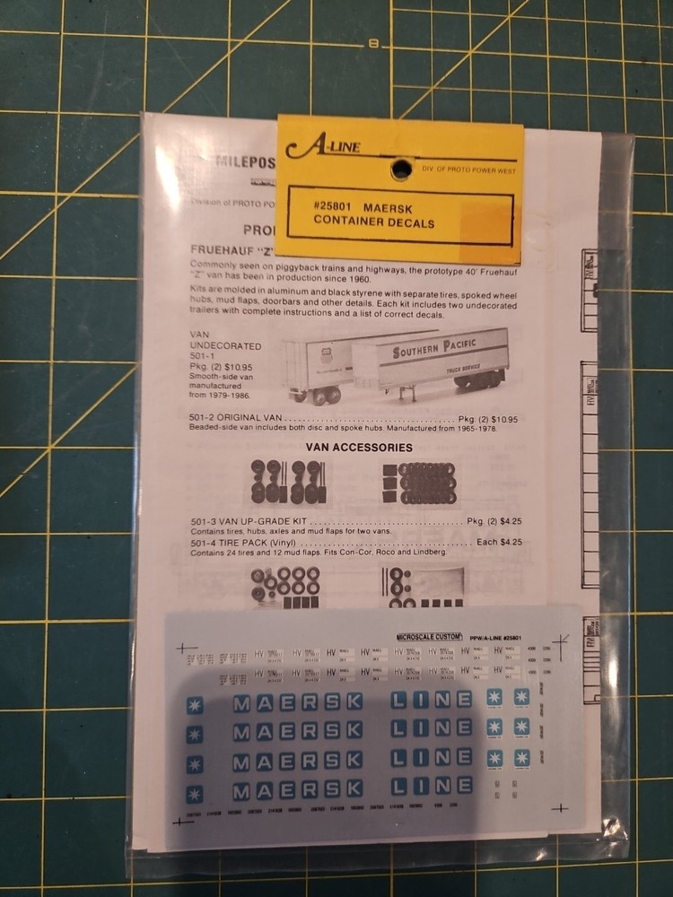 HO SCALE, A-LINE MAERSK CONTAINER DECALS