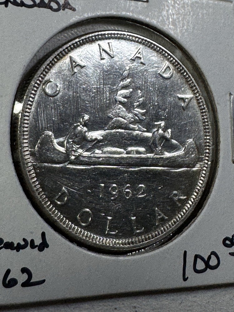1962 Canada $1 Silver Coin Cleaned