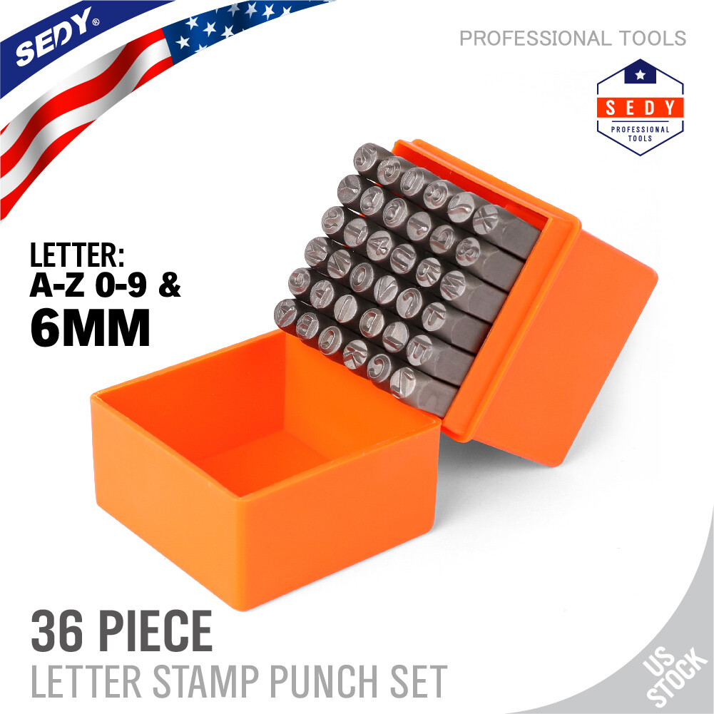1/4" Letter & Number Stamp Punch Set 36pc Hardened Steel Metal Wood Leather 6mm
