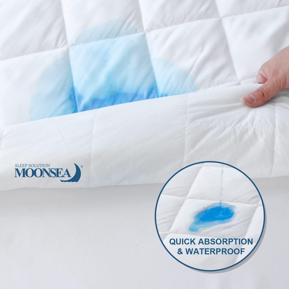 Split California King Mattress Protector Pad for Calking, White
