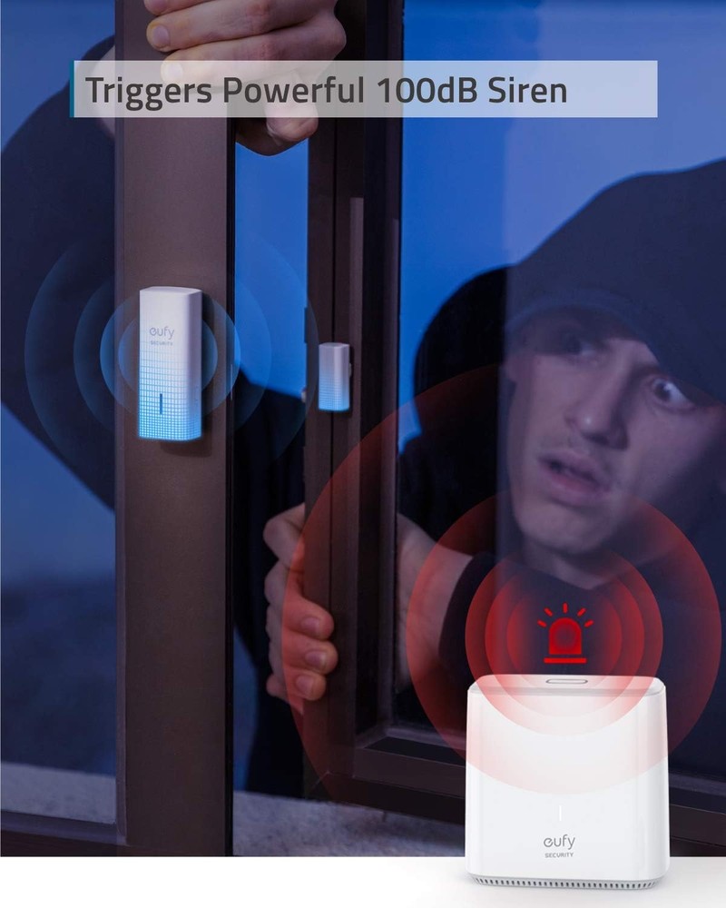 eufy Entry Sensor Send Alert Triggers Siren for Doors Windows Detects Indoor-Use