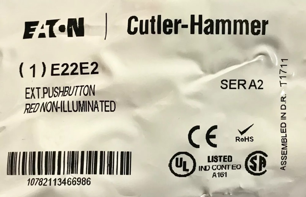 EATON CUTLER HAMMER E22E2 SERIES A2 RED NON-ILLUMINATED PUSHBUTTON