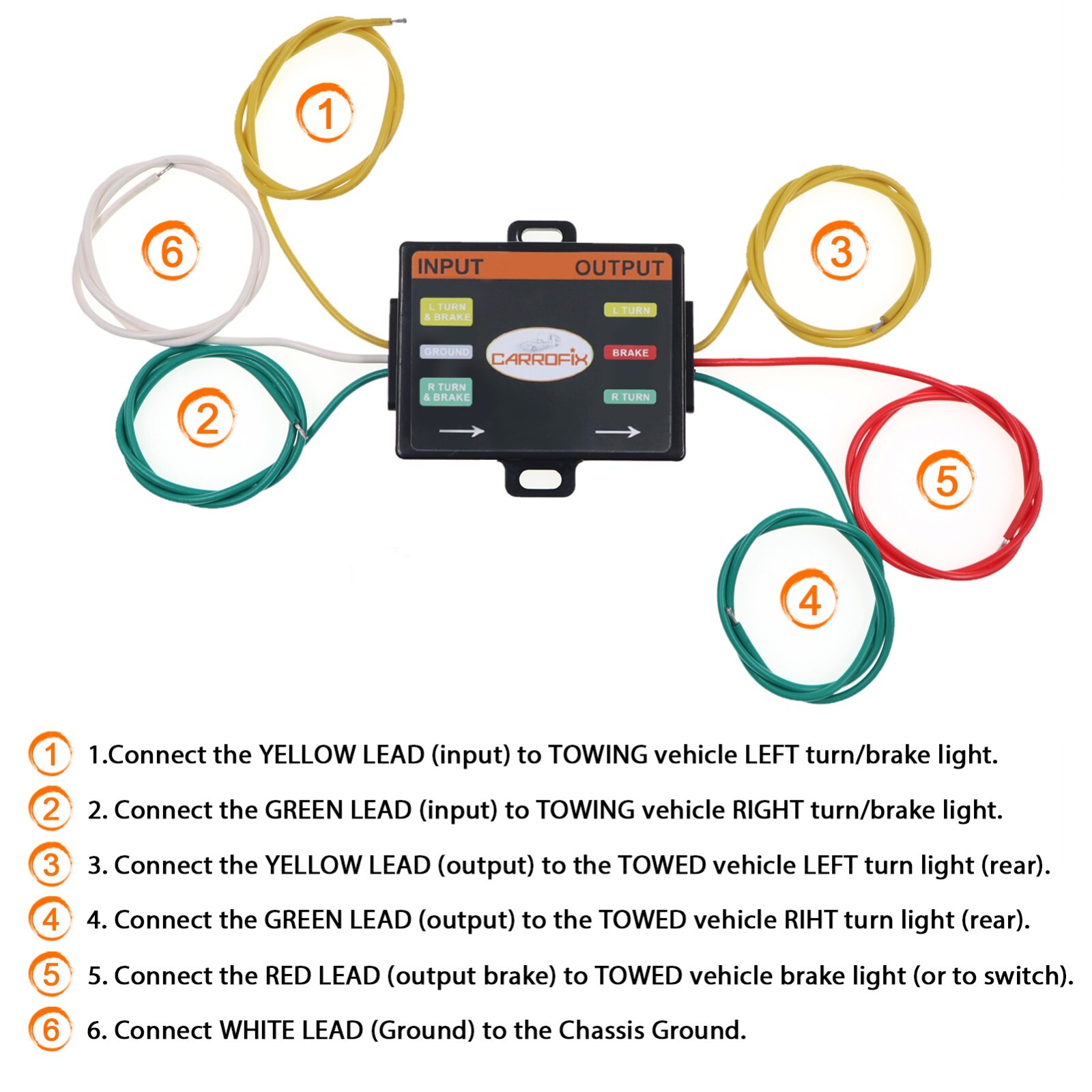 LED Compatible 2 Wire to 3 Wire Tail Light Converter for RV Flat Towing Trailer