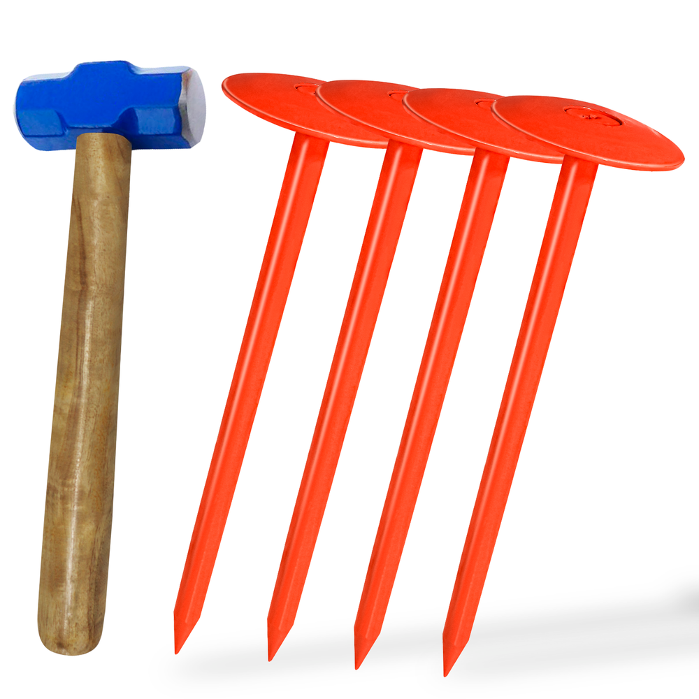 FEBTECH-Septic Tank Marker for Property line Markers-2.7"x10" Pack of 4+1 Hammer