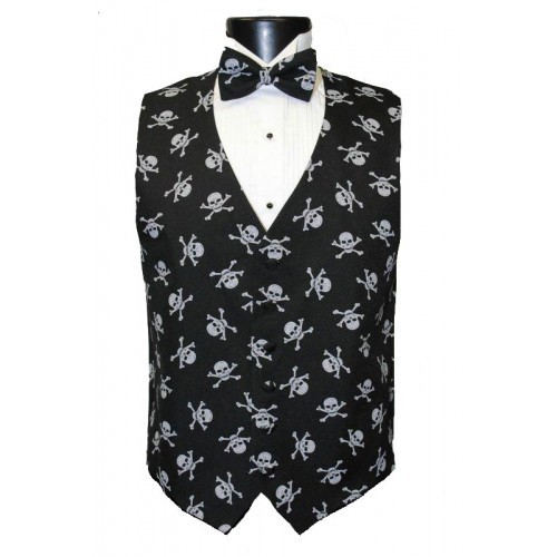 Skull and Bones Tuxedo Vest and Bowtie