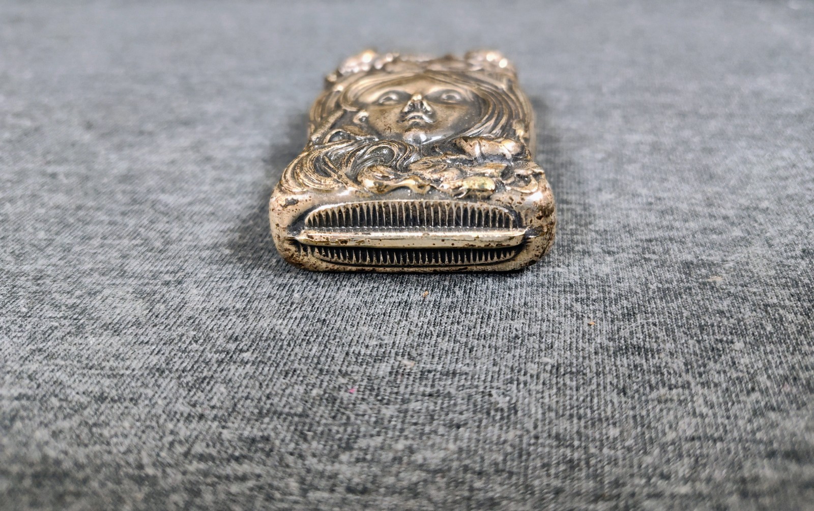 1870's Antique German Silver Art Nouveau Woman Lady Match Safe Vesta