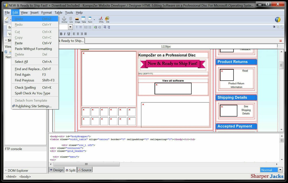 NEW & Fast Ship! KompoZer Website Developer / Designer HTML Editing Software Mac