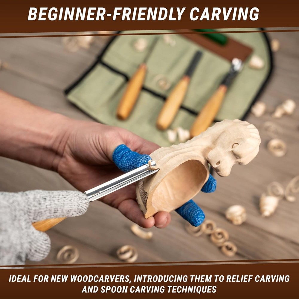 BeaverCraft Wood Carving Gouges Chisels Kit SC01 - Spoon Chisel Set