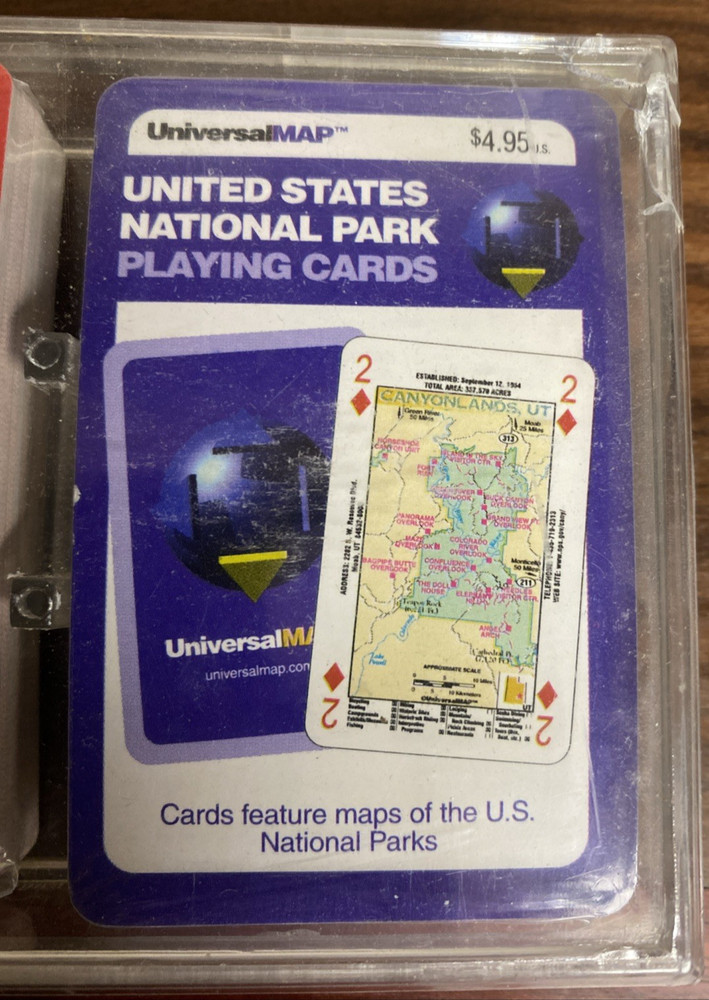Universal MAP Playing Cards: US State Maps & National Parks - Double Deck NOS