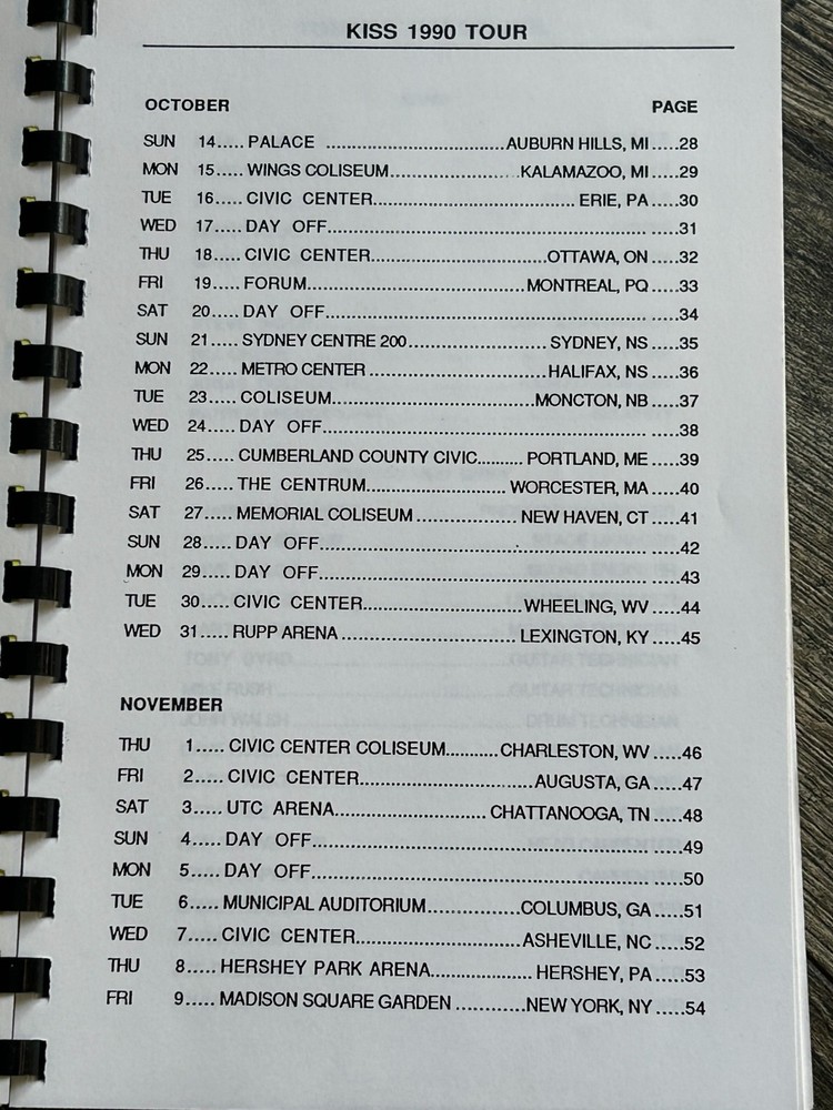 KISS Program Tour Itinerary Book Hot In The Shade Concert Sept Vintage Kiss