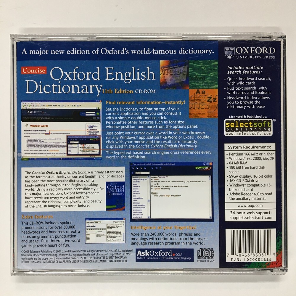 Concise Oxford English Dictionary: 11th Edition (CD-ROM, 2005, Selectsoft)