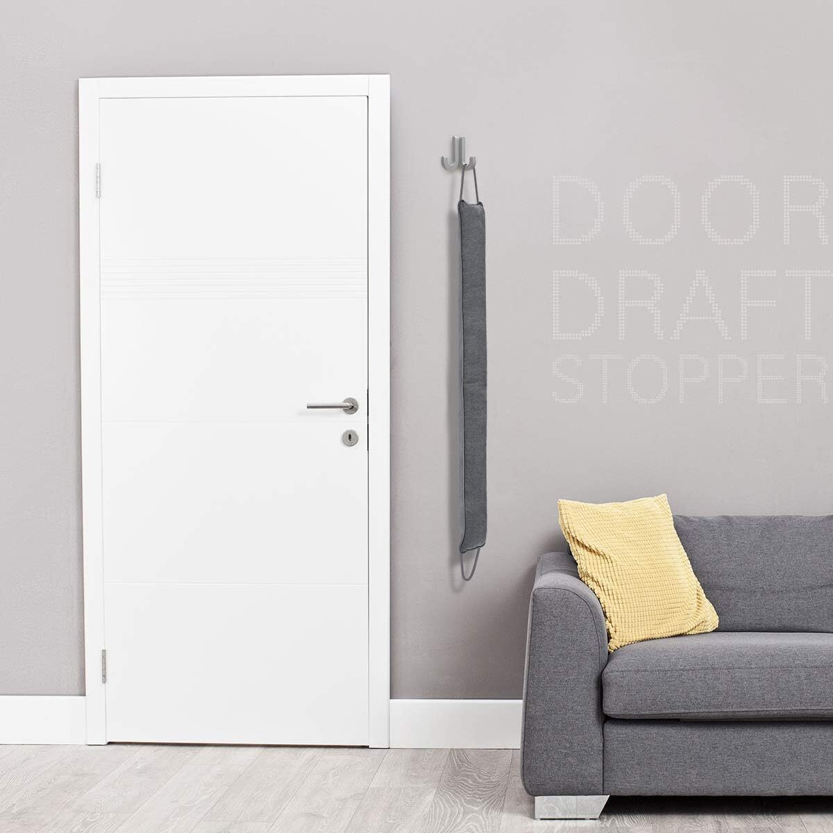Tuffen Door Draft Stopper 32"-48” Weighted Under Door Noise Air Blocker HookTape