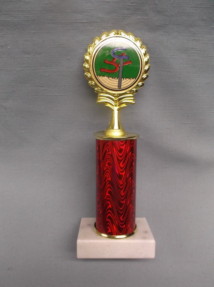 HORSESHOE insert Award red trophy on marble