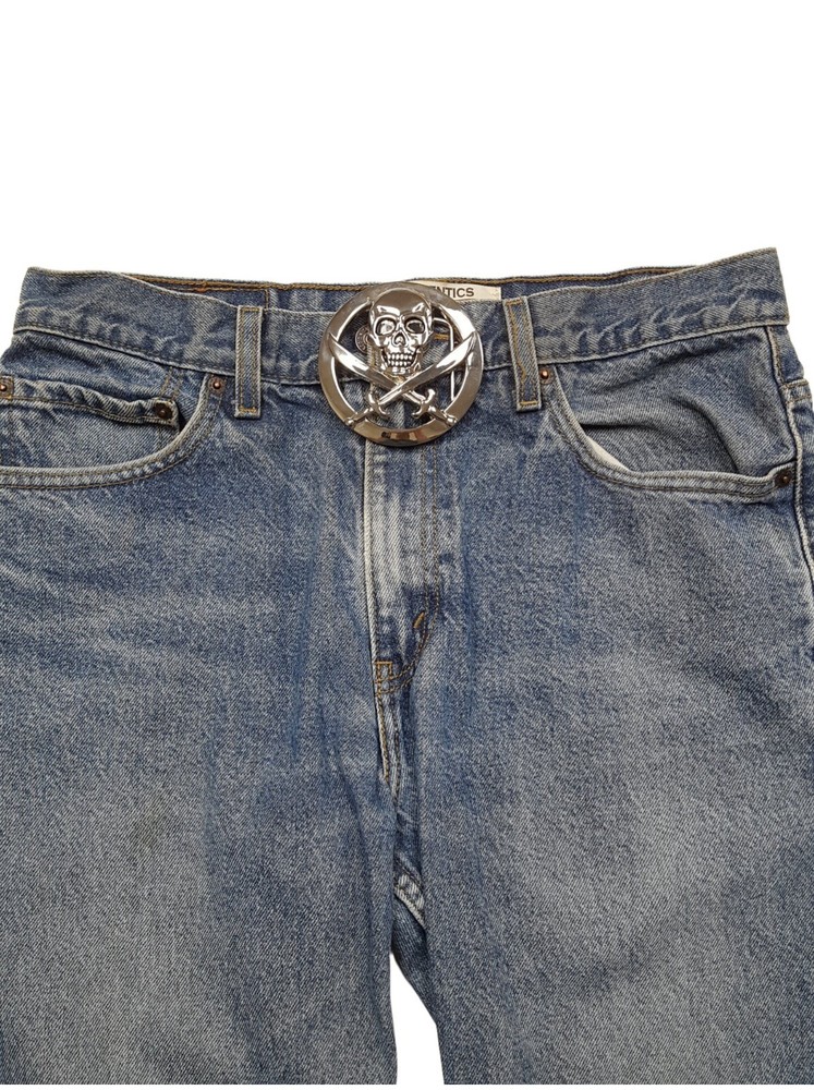 Silver Pirate Skull Belt Buckle