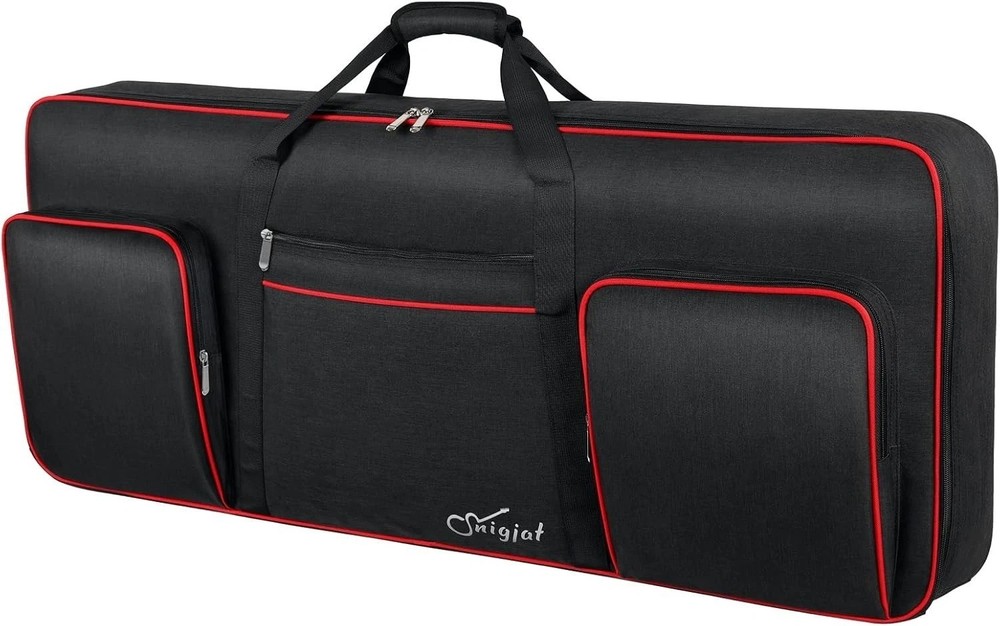 Portable 61-Key Keyboard Case with Adjustable Straps & Multiple Storage Options