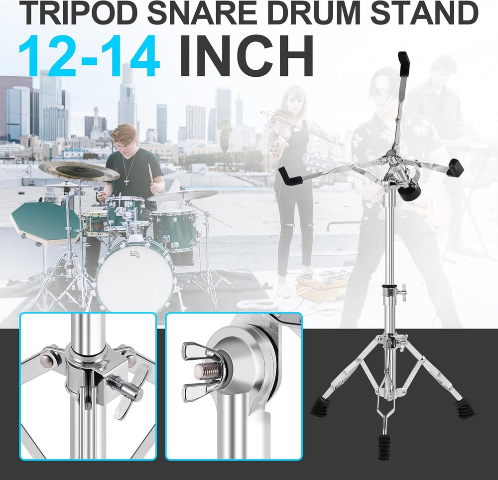 Lightweight Snare Drum Stand Triangle Bracket Double Braced Holder 14.2’’-19.7’’