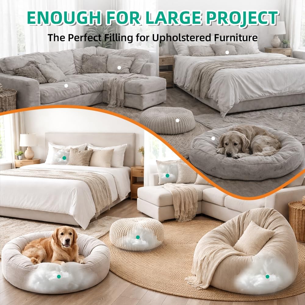 Welacer Polyfill Stuffing, Fluffy Pillow Stuffing for Stuffed 2.3lb, white