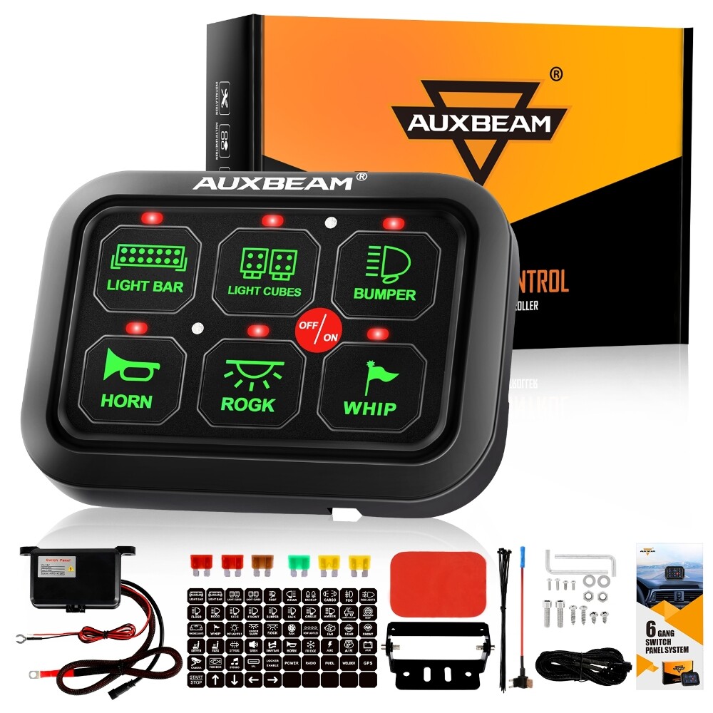 AUXBEAM 6 Gang Switch Panel LED Light Electronic Relay Circuit Control System