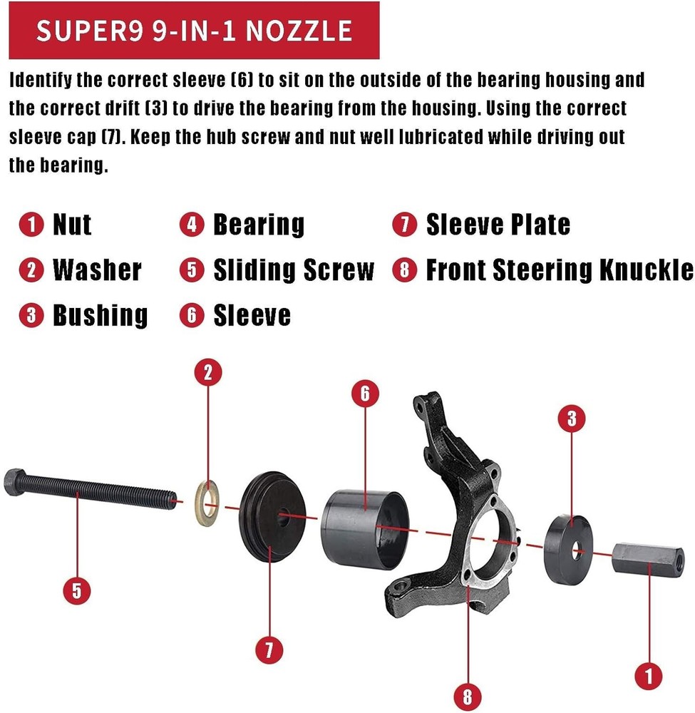 23PC Front Wheel Drive Bearing Adapter Puller Press Replacement Installer Set