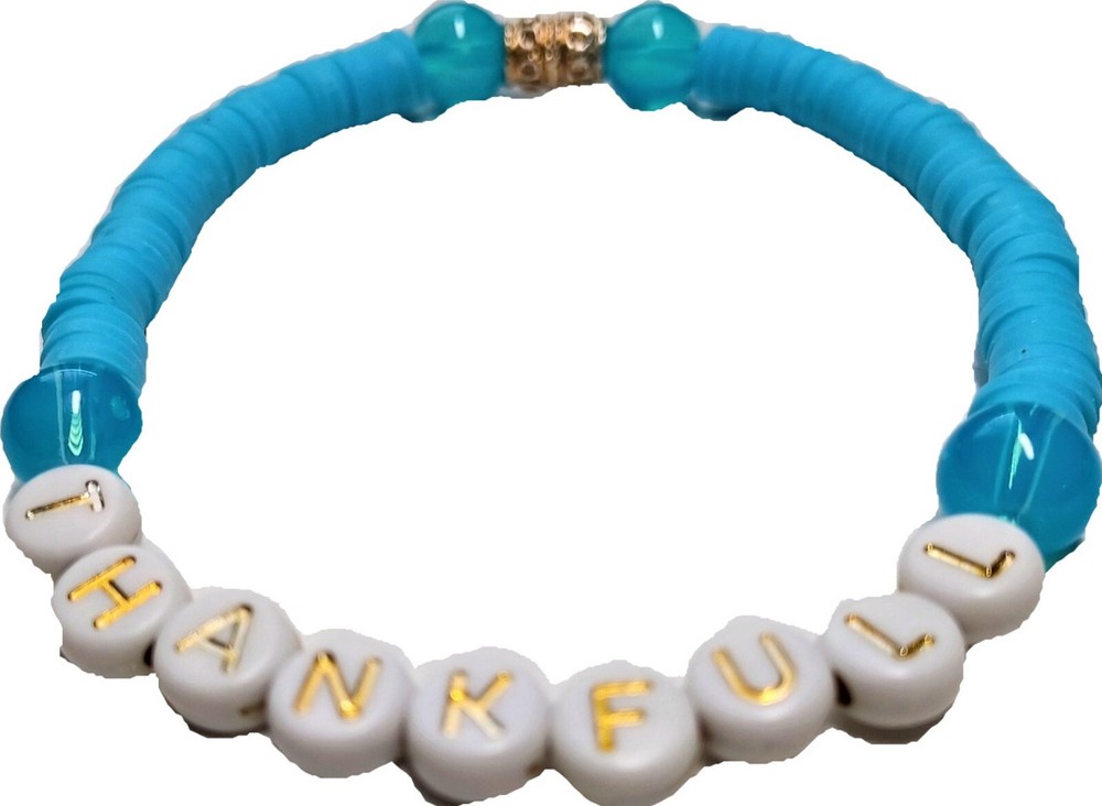 Faith Based Stretchy Thankful Beaded Bracelet