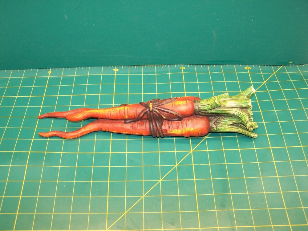 LARGE CERAMIC CARROTS HANDPAINTED ORANGE GREEN 13.5”