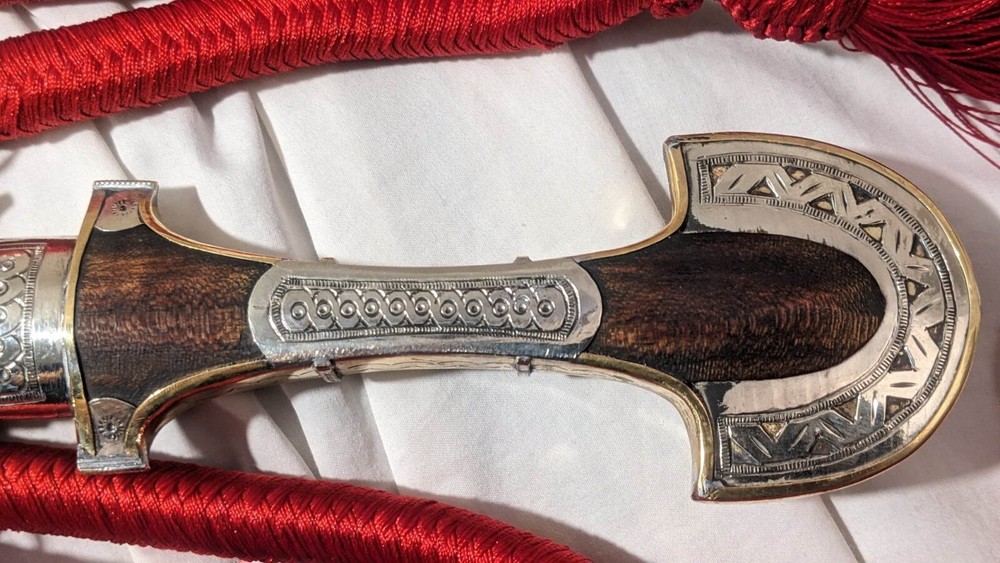 Authentic 16-3/4" Morocco Dagger Khanjar Handmade Silver Dagger Berber + CORD