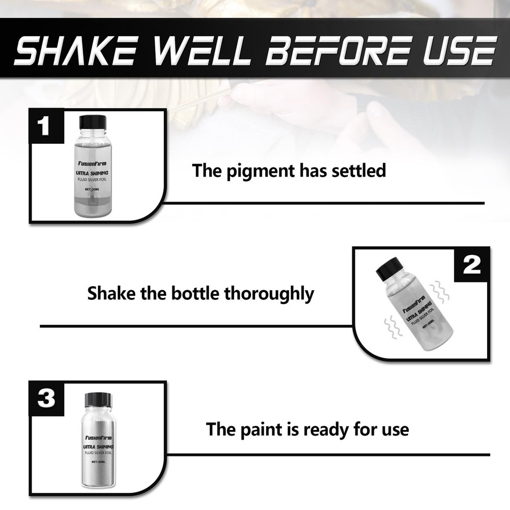 Liquid Silver Leaf Paint Kit - Alcohol-Based Quick Dry Ultra Shiny Metallic