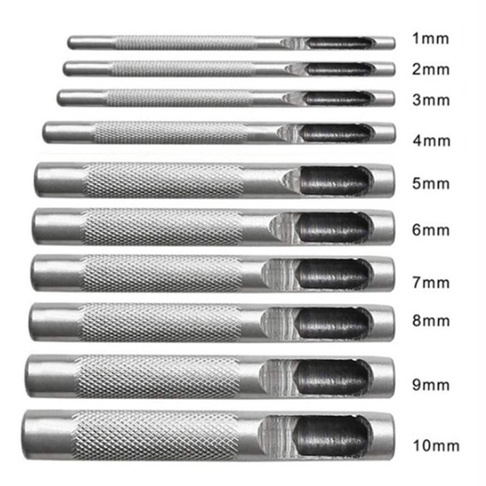 Premium Leather Punching Tools Set 10pcs for Precise Hole Drilling 110mm