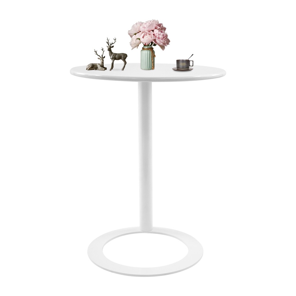 60x74cm Round Side Table with O-shaped Base, Side Table for Small Spaces