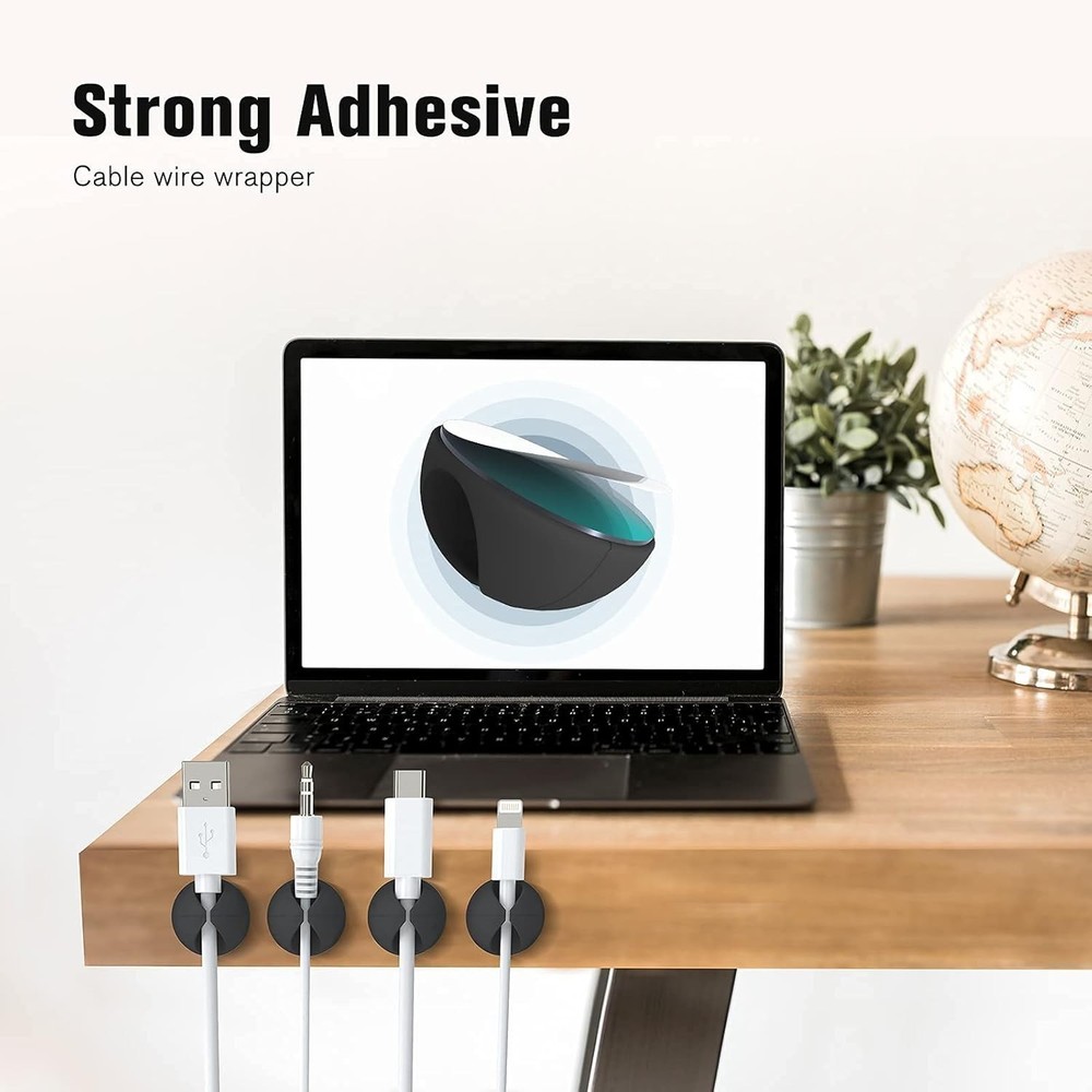 Compact 12 Pack Acrylic Cable Clips - Effortless Desk & Home Organization