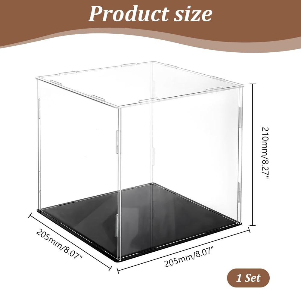 AHANDMAKER Display Case Clear Cube Baseball Holder Hat Box with Black