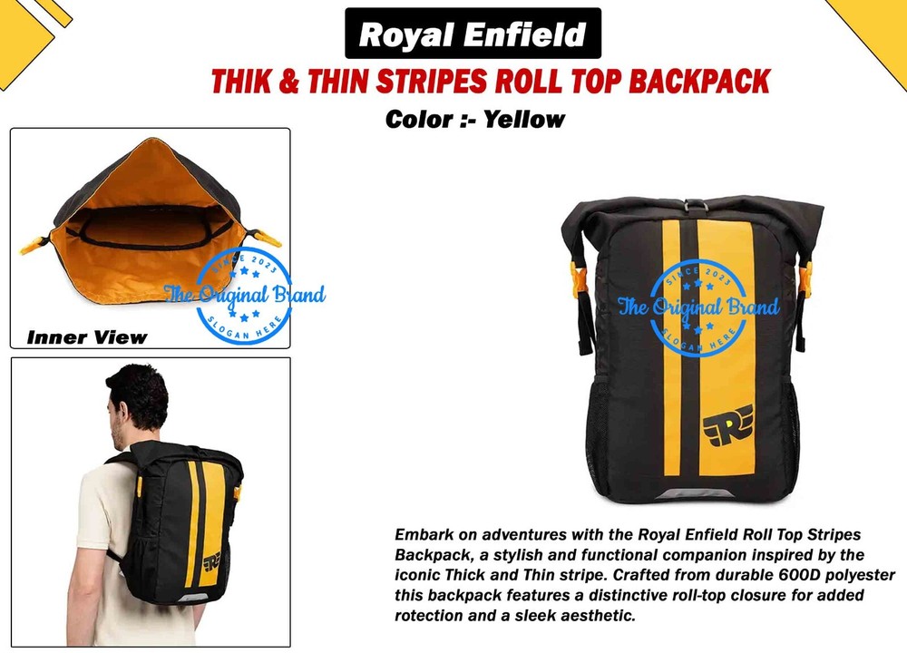 THIK & THIN STRIPES "ROLL TOP YELLOW BACKPACK"