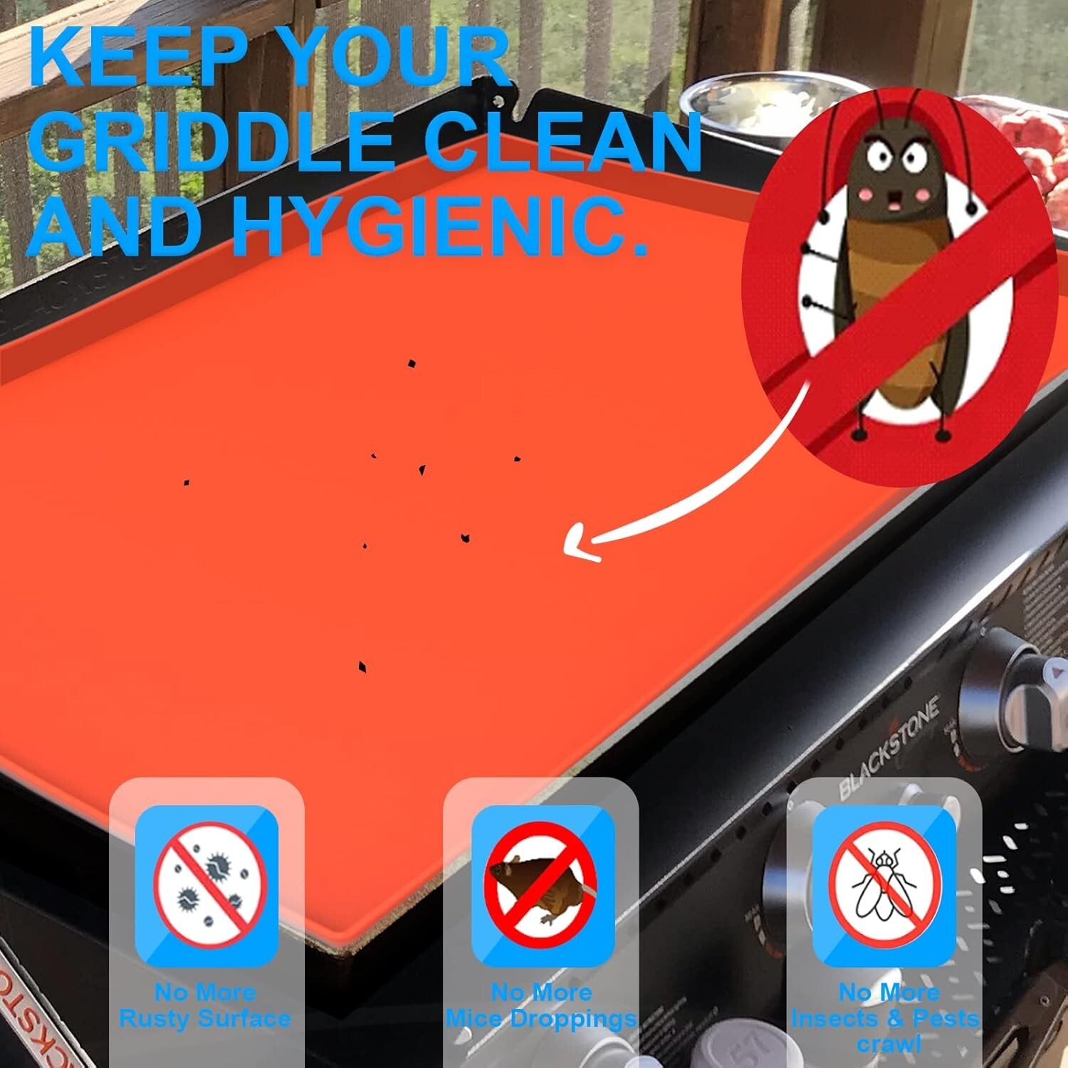 Griddle Cover, 17 Inch Silicone Griddle Mat Grill Covers for Blackstone