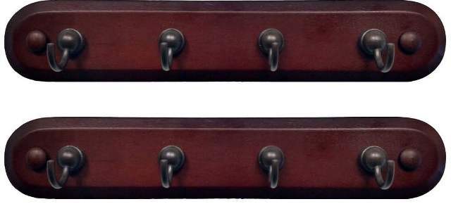 Spectrum Diversified 4 Hook Key Rack - Walnut Wood/Bronze - 2 Count