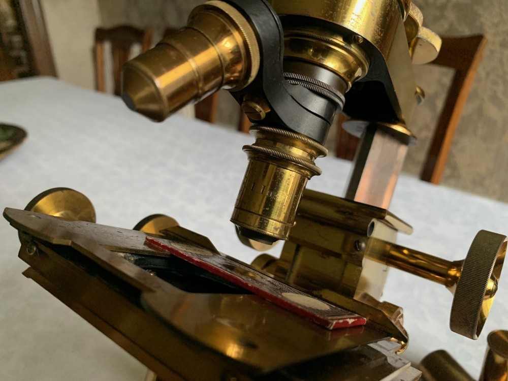 Large Antique C. Baker No. 2 - Compound Bar-limb Brass Microscope - circa 1860