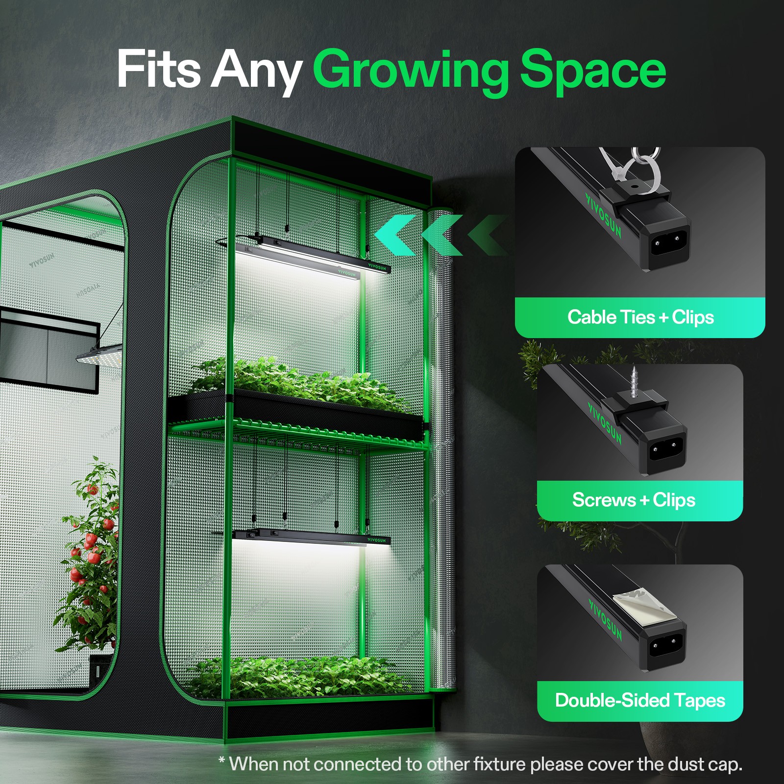 VIVOSUN 2-in-1 Grow Tent Kit with LED and Inline Fan, New