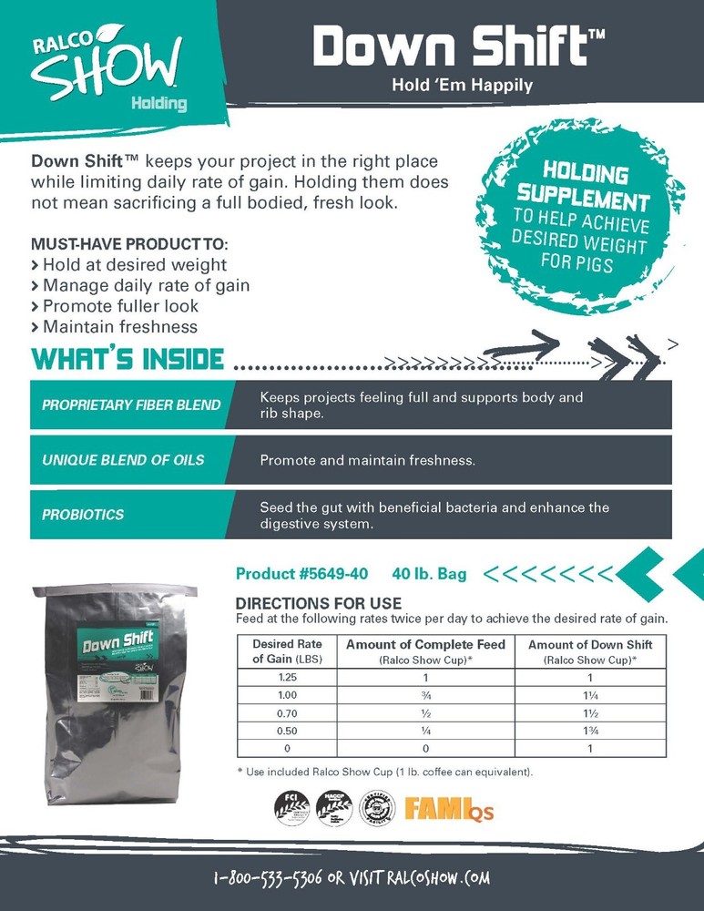 Ralco Show Down Shift Weight Supplement for Pigs 40#