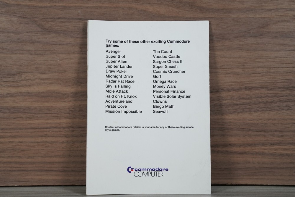 Mole Attack Commodore Vic 20 Manual Only