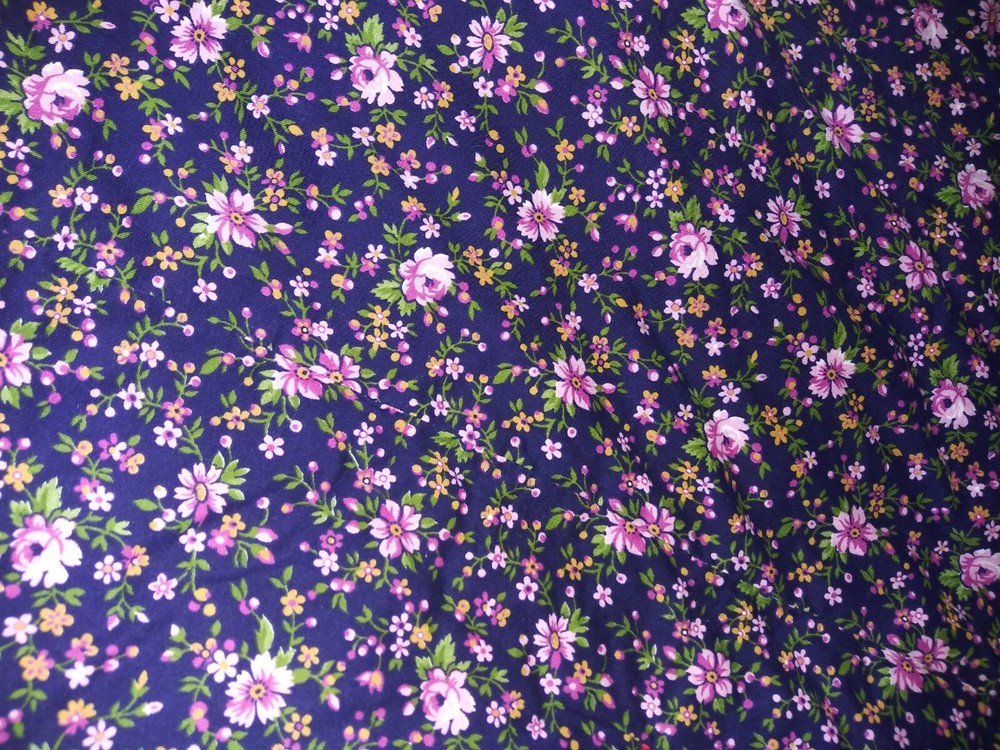 Handmade Tied Light Patchwork Quilt Floral & Solid Squares 74" X 52"