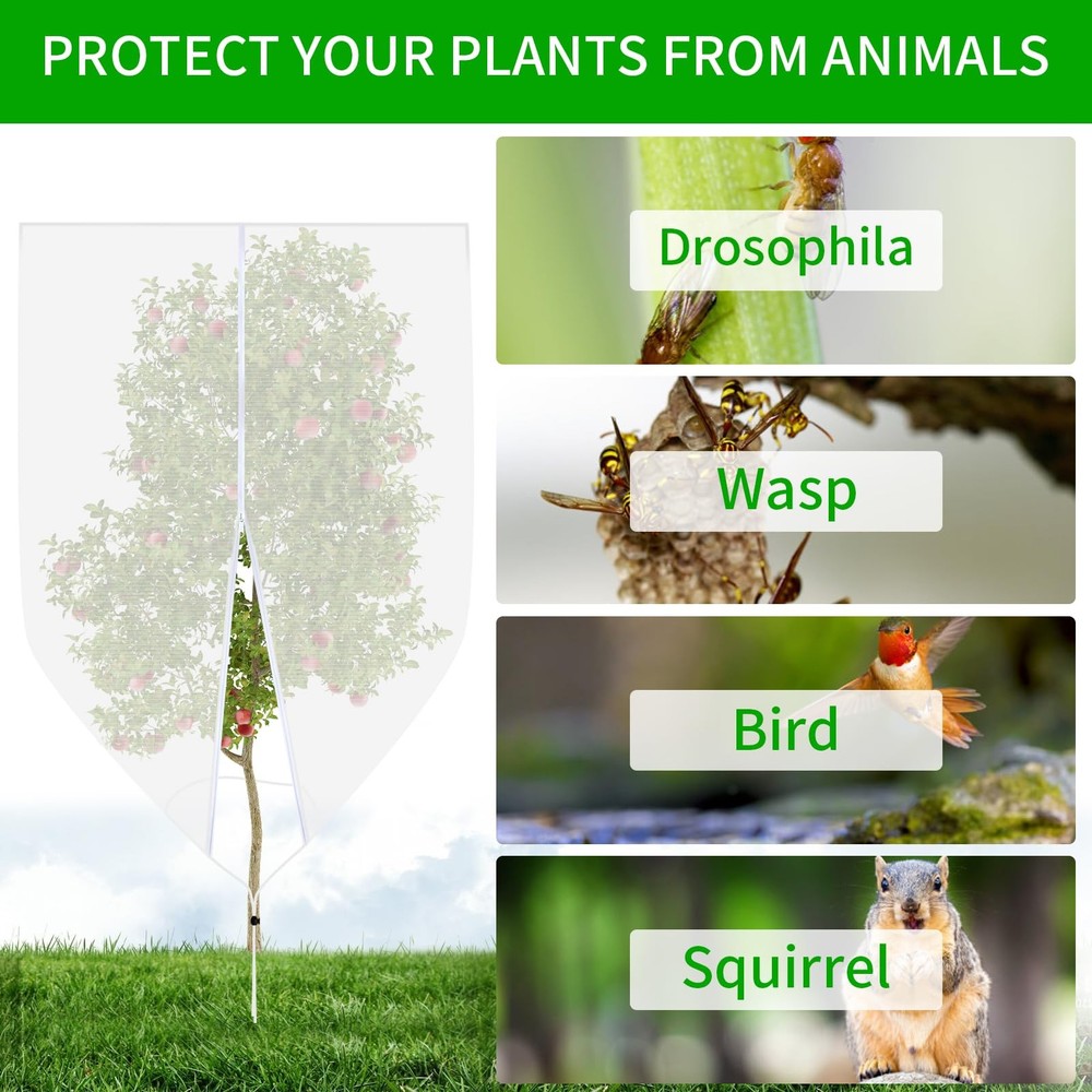 Large Fruit Tree Netting, 10x10Ft Insect Bird Barrier Netting with Drawstring...